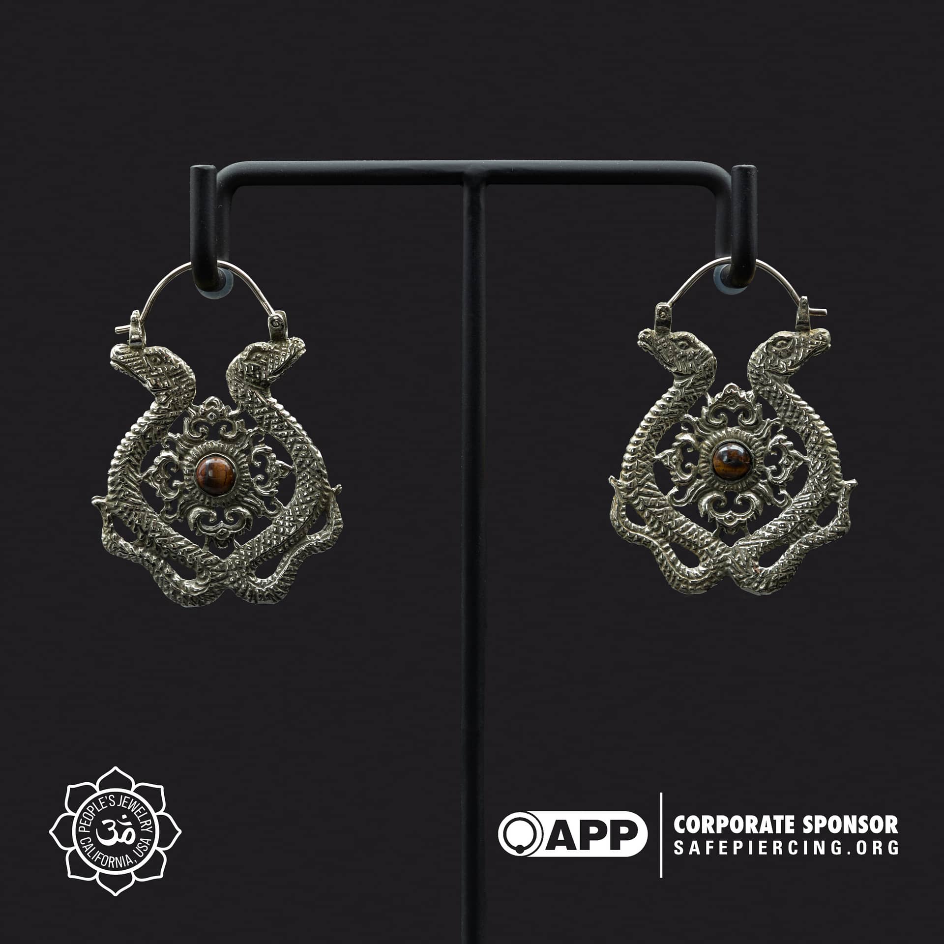 Serpentine Hangers with Tigers Eye by Peoples Jewelry