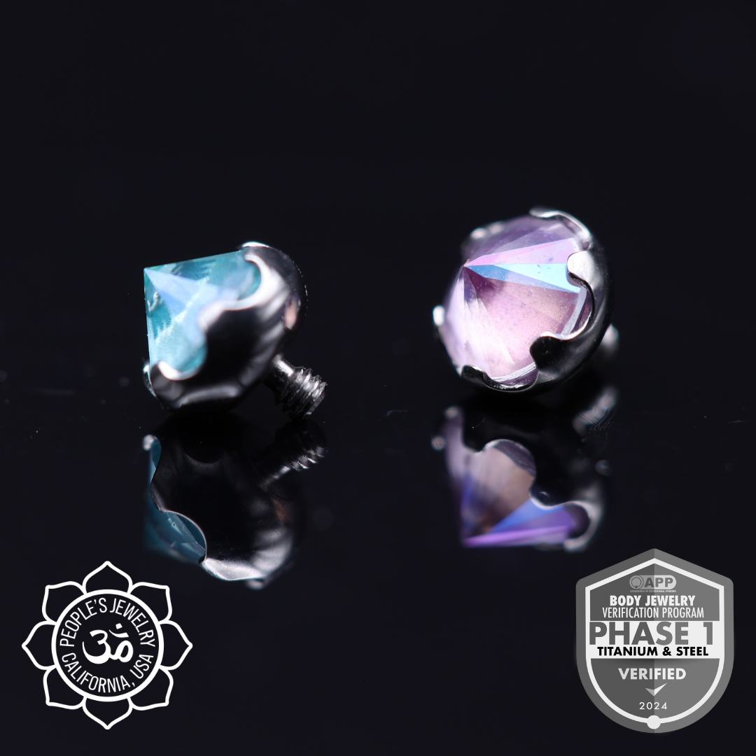 Threaded Frosted Inverted Prong-Set Gem Ends by Peoples Jewelry