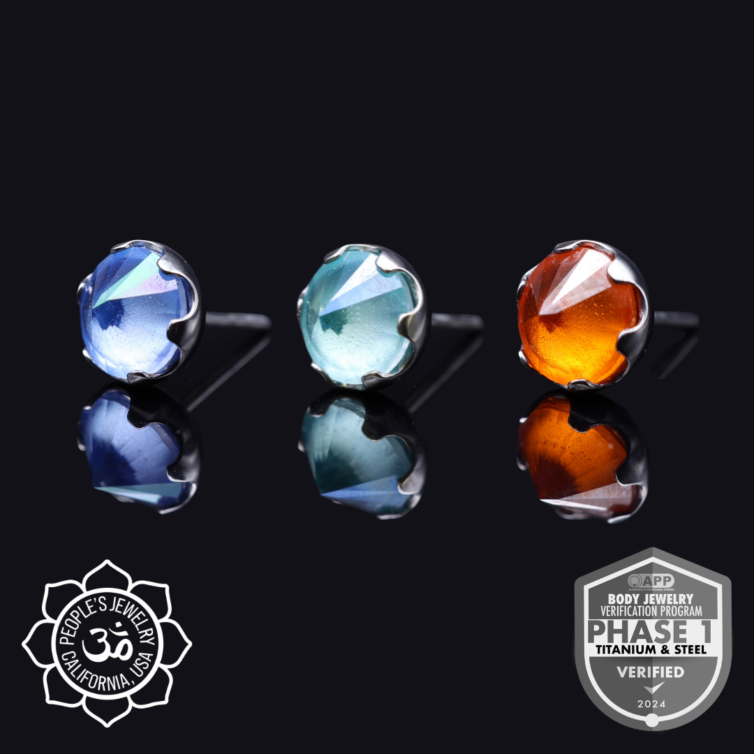 Threadless Frosted Inverted Prong-Set Gems by Peoples Jewelry