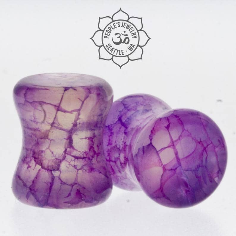 Purple Dragon Vein Plugs by Peoples Jewelry - Laughing Buddha Studios SoCal