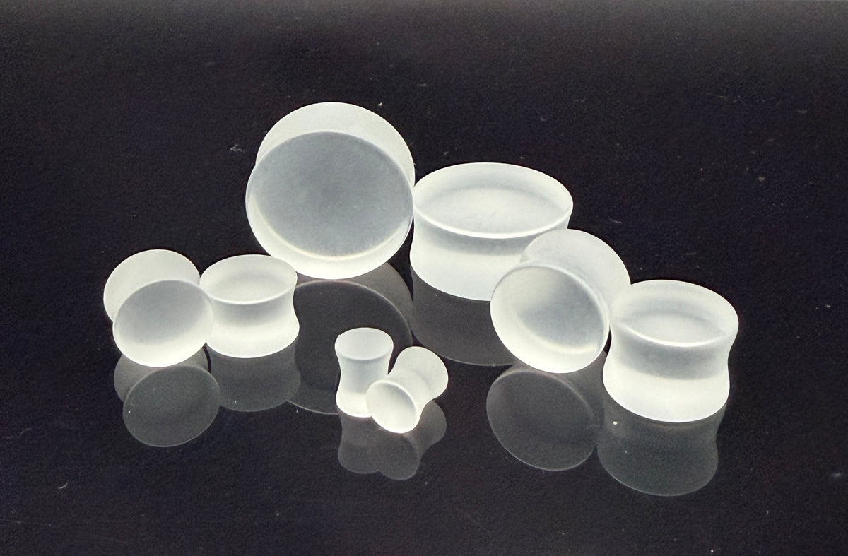 Double Flare Frosted Clear Acrylic Plugs