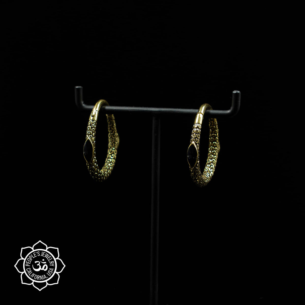 Brass Marquise Clickers with Inlay by Peoples Jewelry - Laughing Buddha Studios SoCal