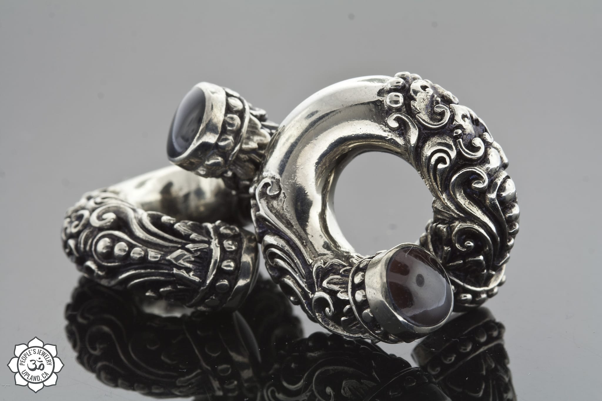 Intricate Brass Coils with Onyx by People's Jewelry - Laughing Buddha Studios SoCal