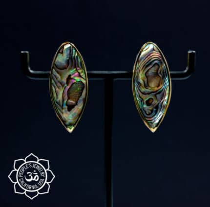 Yellow Brass and Shell Marquise Weights by Peoples Jewelry