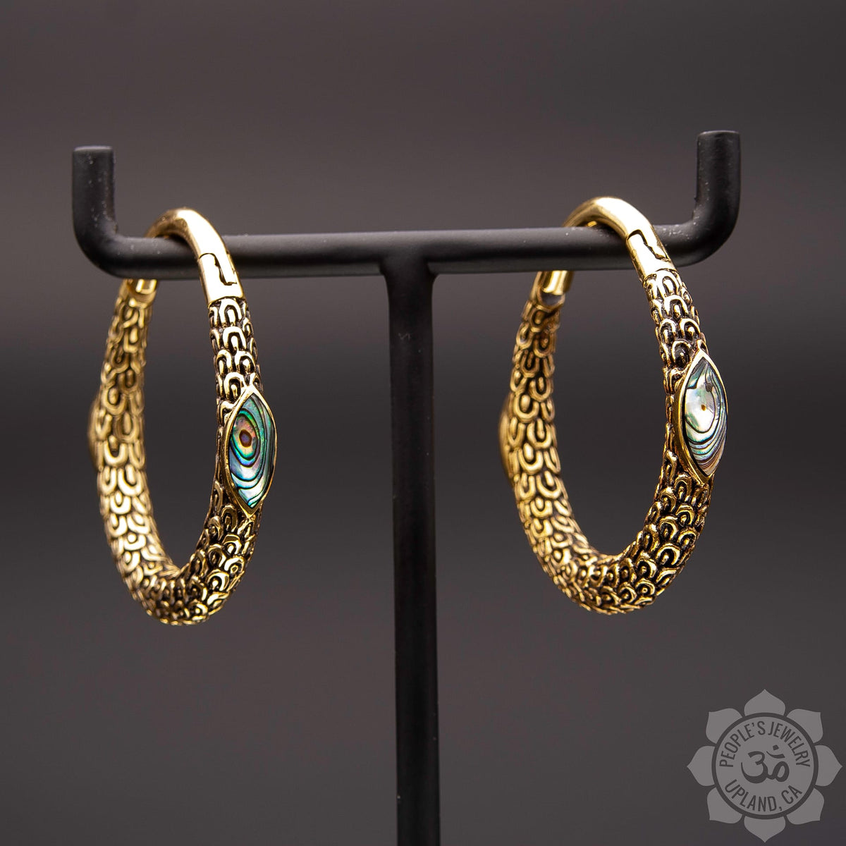 Brass Marquise Clickers with Inlay by Peoples Jewelry - Laughing Buddha Studios SoCal