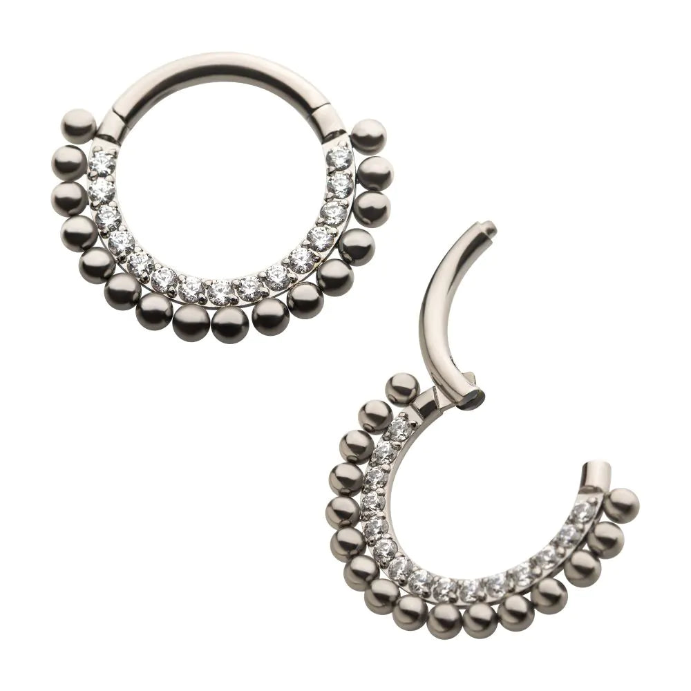 Titanium Beaded CZ Clicker