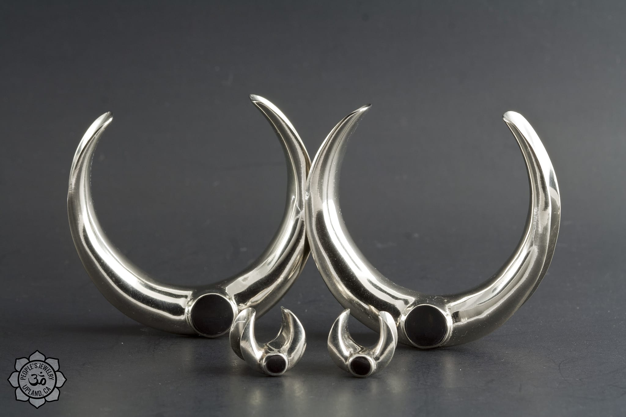 Brass Saddle Spreaders with Onyx by Peoples Jewelry - Laughing Buddha Studios SoCal